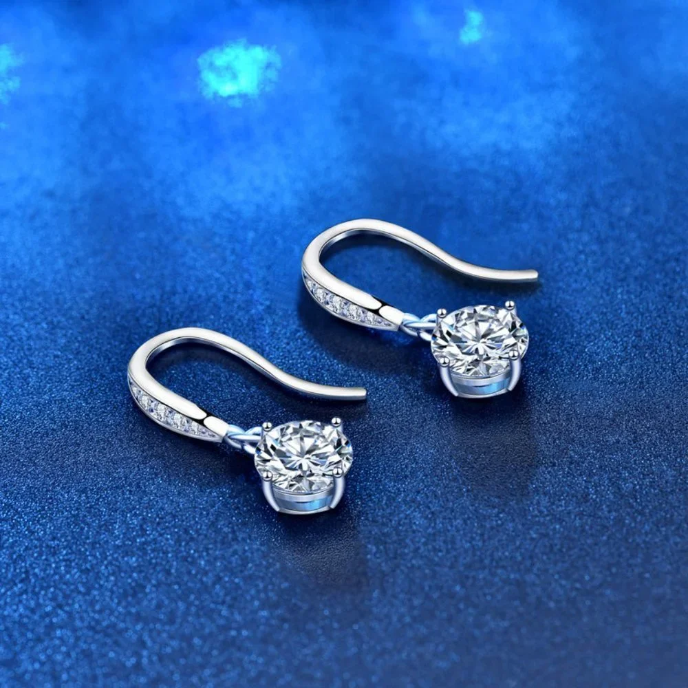 Certified 2ct. t.w. Moissanite Diamond Drop Earrings NEW - Picture 6 of 10